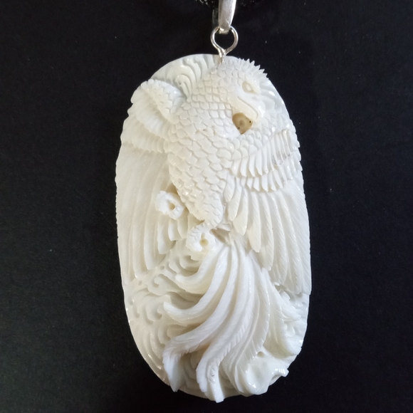 Large Hand Carved Phoenix Pendant - Picture 2 of 5